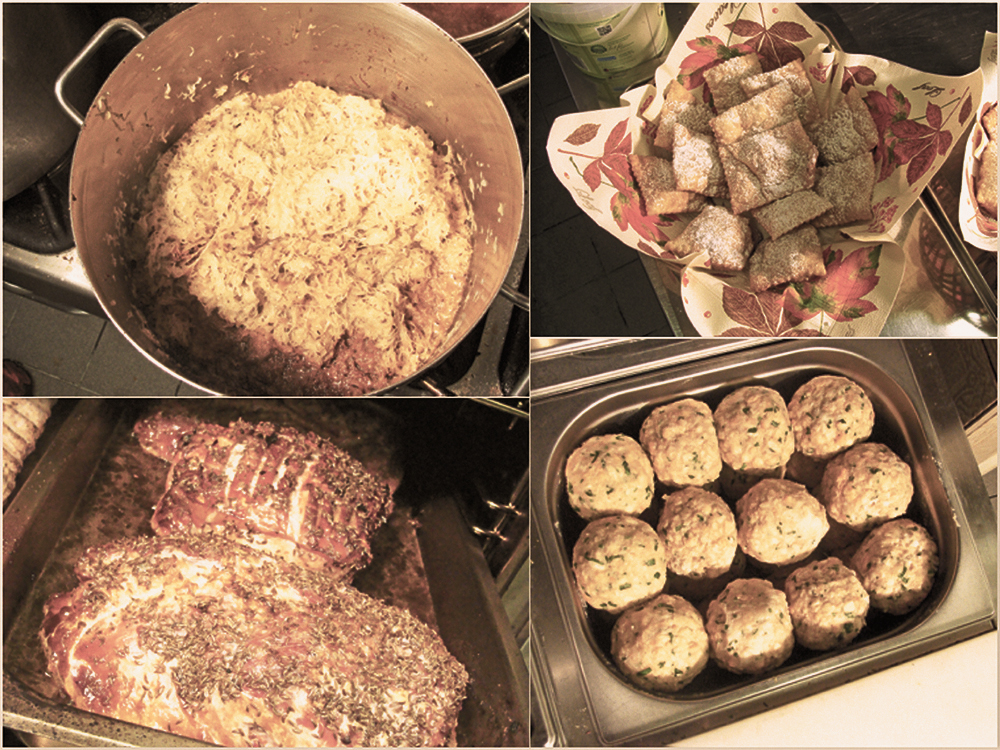 Sauerkraut, Schweinsbraten, Semmelknödeln und Kirchtagskrapen entstehen in der Küche des Burenwirts als wichtige Zutaten fürs Törggelen.