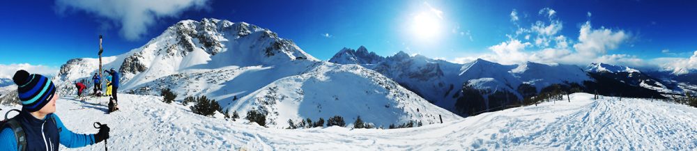 Schneeschuhwandern Panorama Birgitz Köpfl