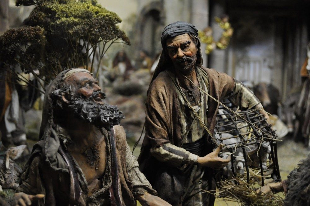 Detail einer Marktszene; Gestaltung: Erwin Auer; Figuren: Angela Tripi; Hintergrund: Wernfried Poschusta