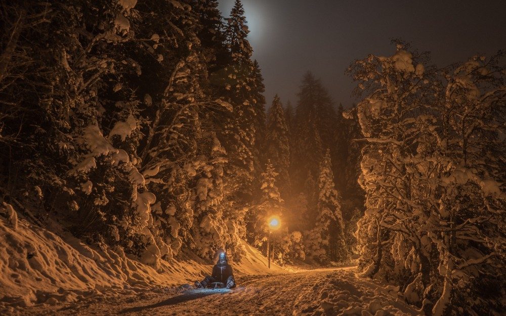Nachtrodeln in der Axamer Lizum