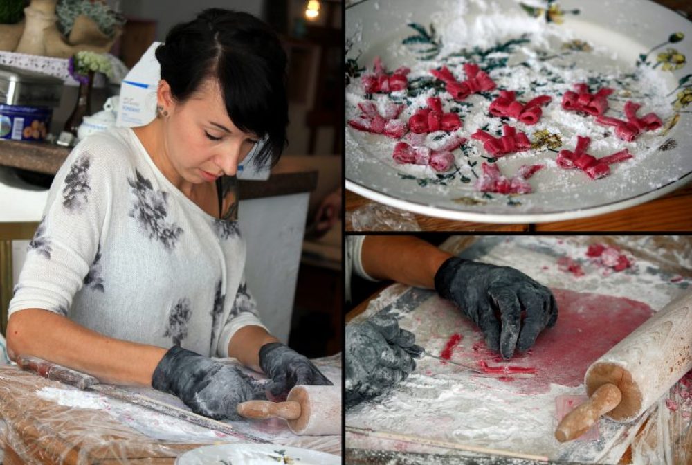 Alice making cupcake decorations