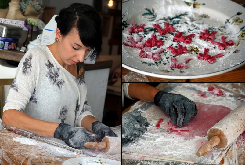 Alice making cupcake decorations