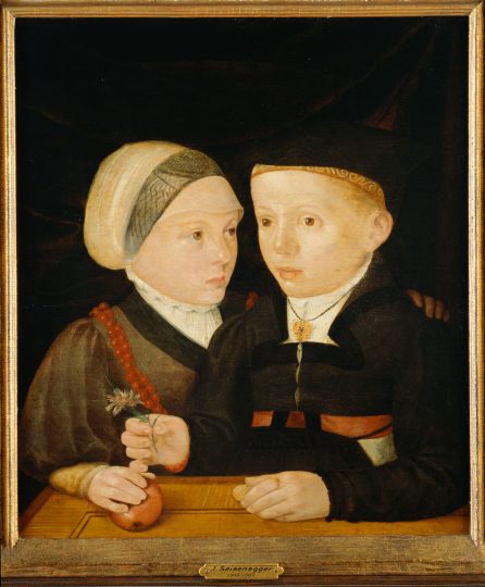 Due fratelli detti i bambini Fugger, ritratti da Jakob Seisenegger (1540/41) nella mostra "Nur Gesichter? Porträts der Renaissance" Tiroler Landesmuseum Ferdinandeum, Innsbruck © Collezione privata
