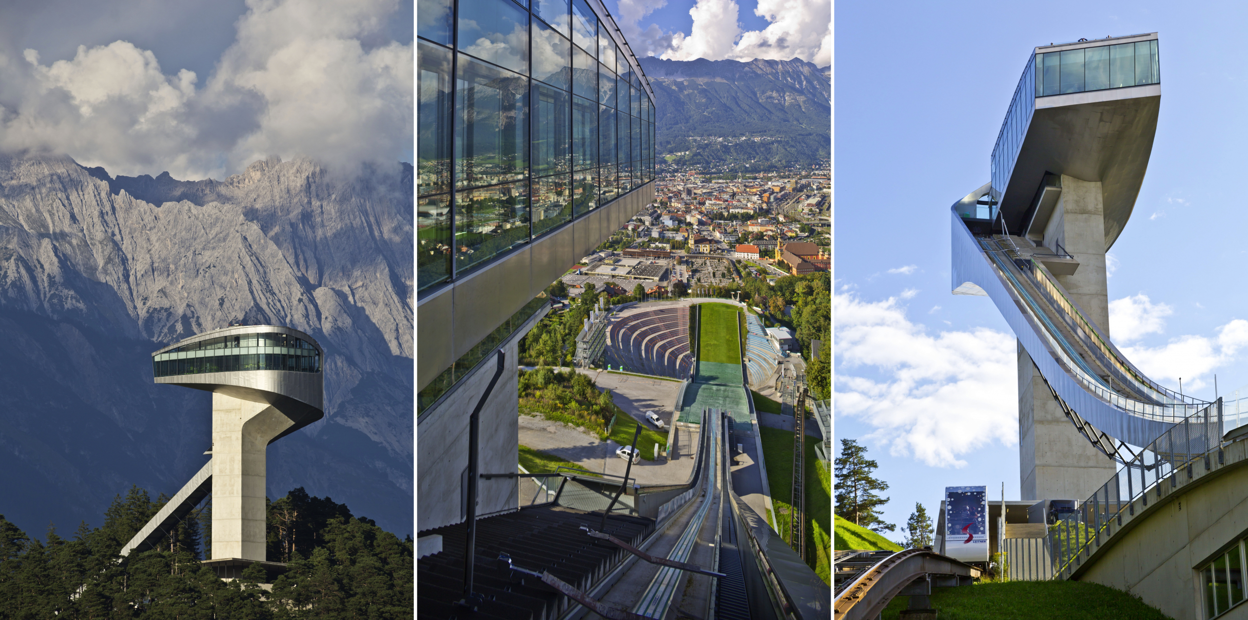 Lauernde Cobrä Dynamischer Skispringer? Eine Mischung aus beidem? Die Sprungschanze am Bergisel etablierte sich zum Wahrzeichen von Innsbruck. Foto: Innsbruck Tourismus/Christof Lackner