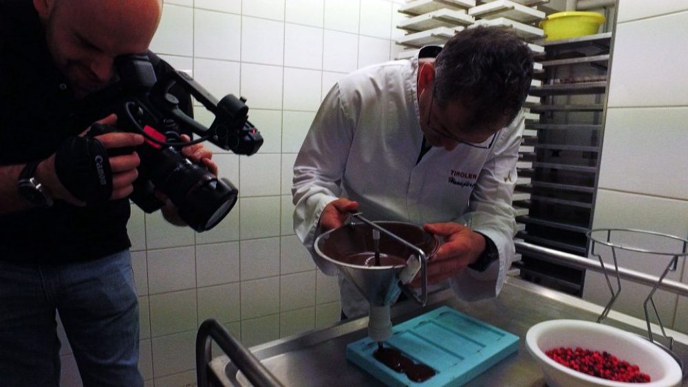 Tirol Box chocolate filming