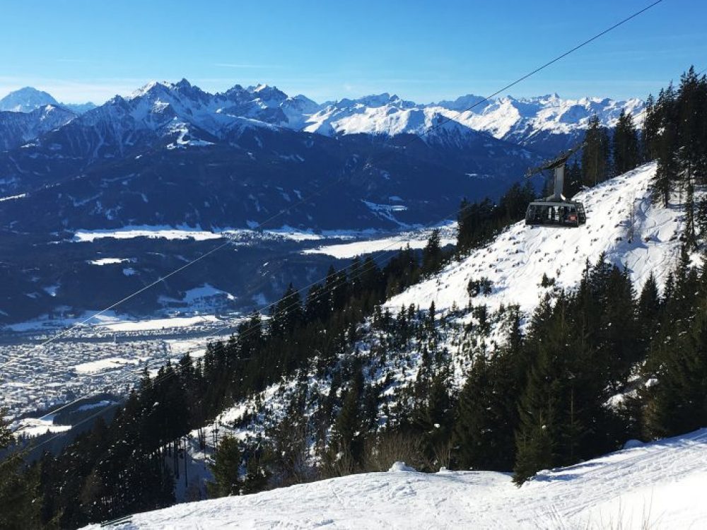 Fantastic views of Innsbruck - splitboarding Nordkette.