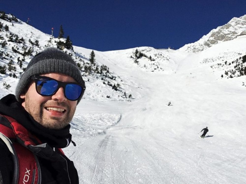 Skiers and snowboarders enjoying Nordkette. Splitboarding Nordkette