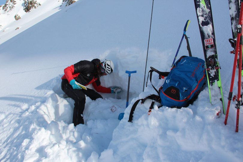 Analysing the snow for avalanche risk.