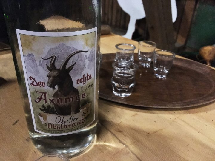 Local schnaps at the ready. Fasching in Axams