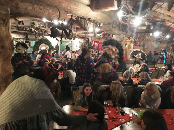 Dancing and schnaps drinking at the Postkutscherhof. Fasching in Axams