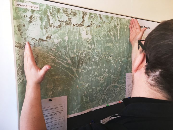 Christoph Schabus showing us the area they monitor.