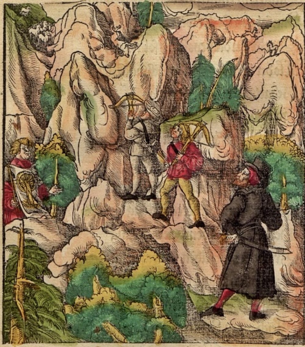 Darstellung eines Jagdunfalls in 'Theurdank' Martinswand, Theurdank