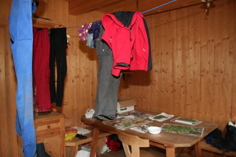 Es gibt kein schlechtes Wetter, nur schlechte Kleidung - pflegen wir in Tirol zu sagen. Und wenn's doch mal nass wird, gibt's auf der Profeglalm zum Glück einen Kachelofen. Foto: Tamara Kainz
