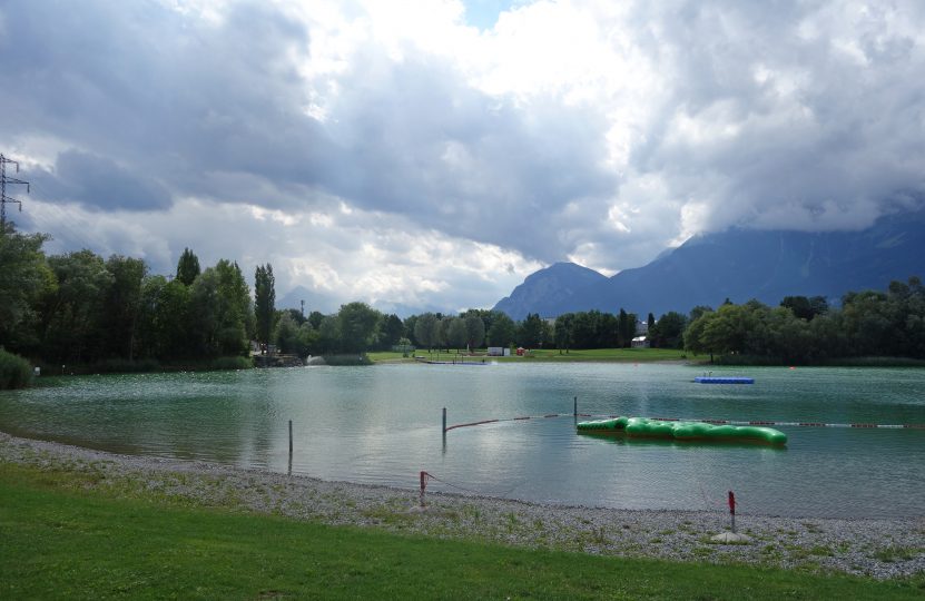 Family-friendly swimming lake Innsbruck inflatable