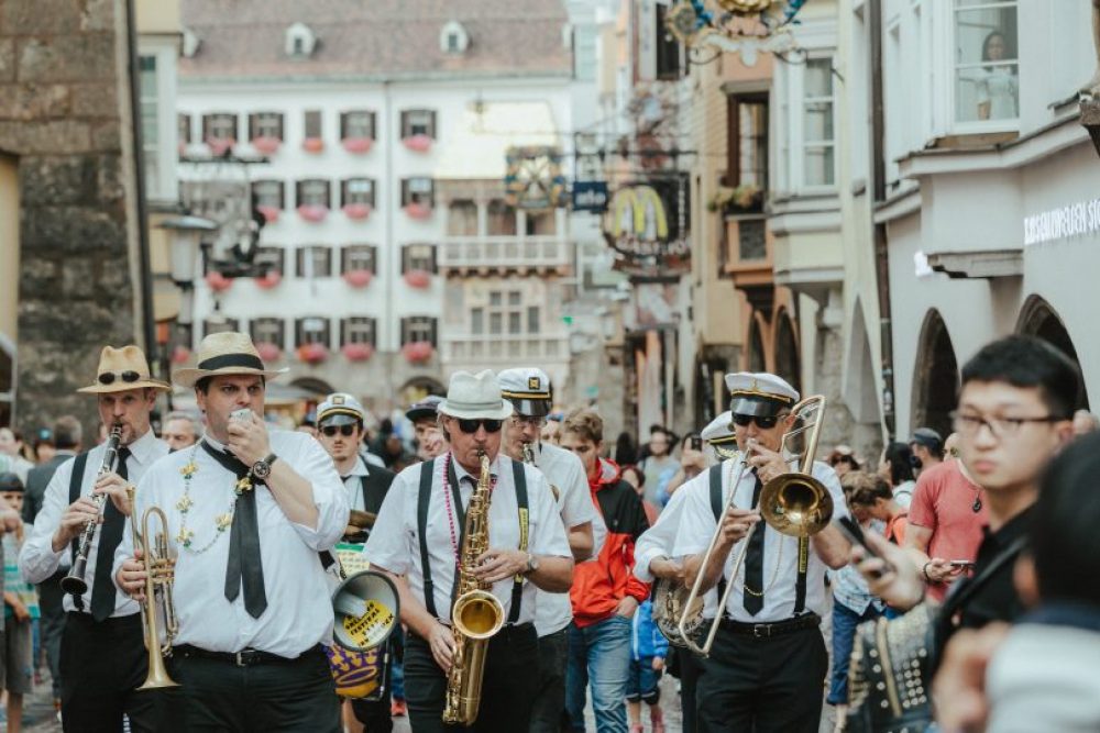 Jazz Parade through town, New Orleans Festival, Innsbruck