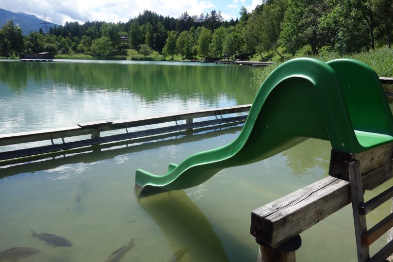Slide at the swimming lake in Lans near Innsbruck