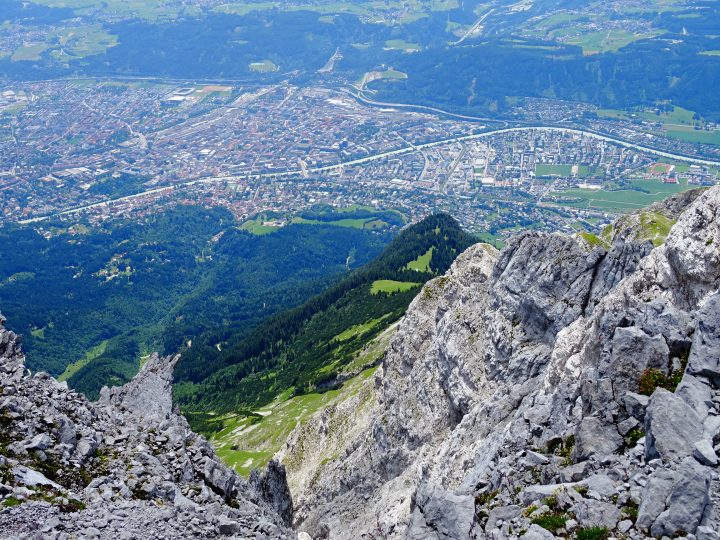 Vordere Brandjochspitze, Blick auf Innsbruck, Nordkette