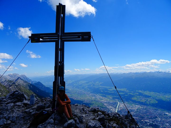 Gipfelkreuz, Vordere Brandjochspitze, Ausblick Innsbruck