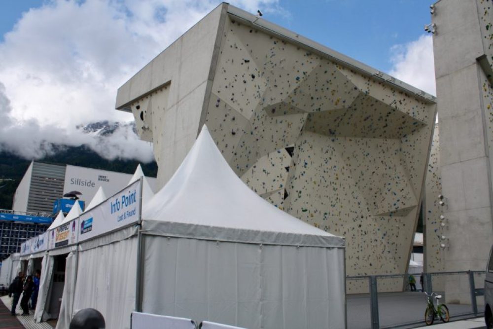 Walking into the Youth Climbing World Championships at Climbing Center Innsbruck