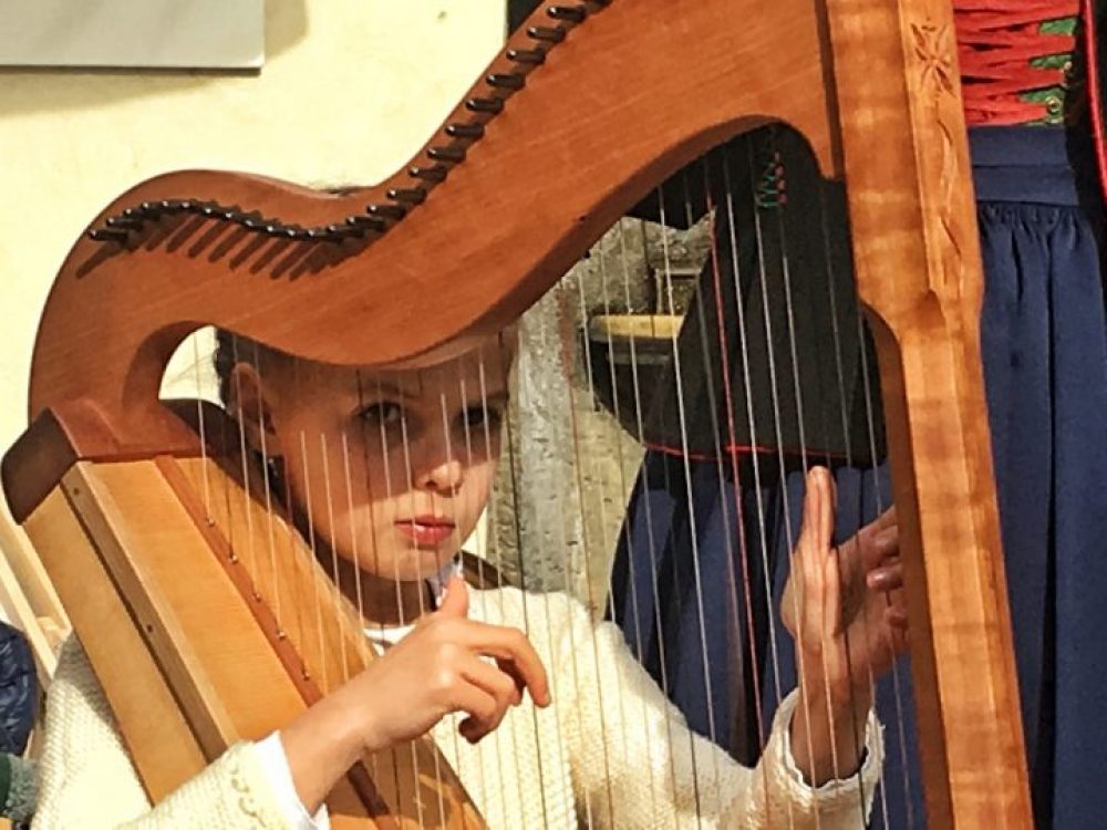 Die kleine Harfinistin der 'Eggehaisl Musig' aus Südtirol ist ein gutes Beispiel dafür, wie gut die Nachwuchsarbeit in der Volksmusik ist.