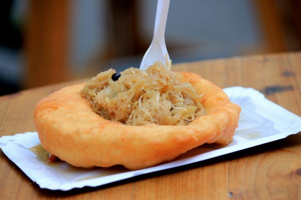 Christkindl Experience - Kiachl - fried dough topped with sauerkraut