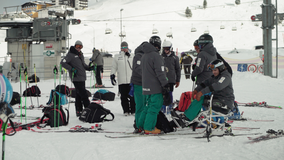 The Australia Ski Team having a debrief.
