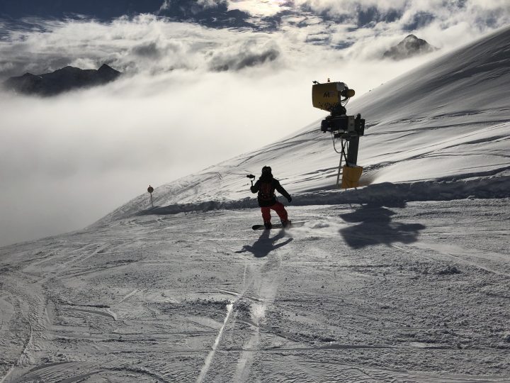 Snowboarding and filming