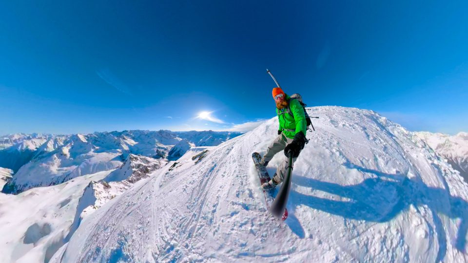 Mysterious mountain man on his way down from Pirchkogel