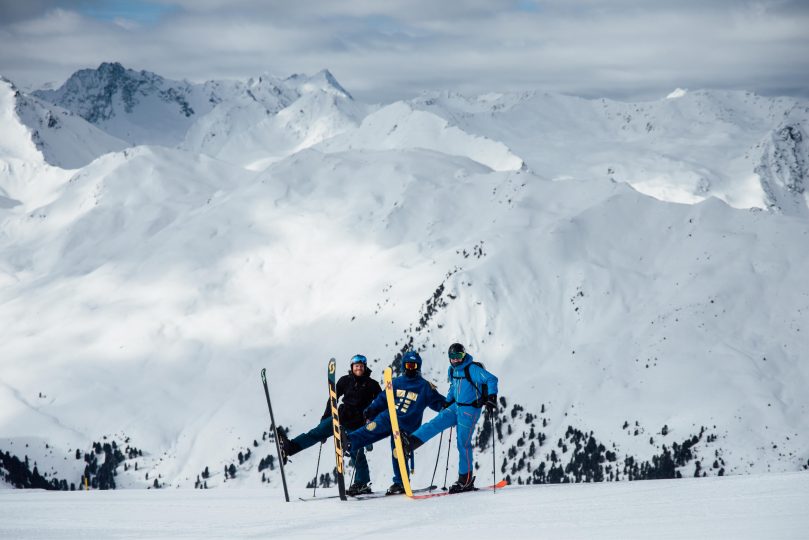 The stunning view from Axamer Lizum with Skinnovators and the Yeti mascot