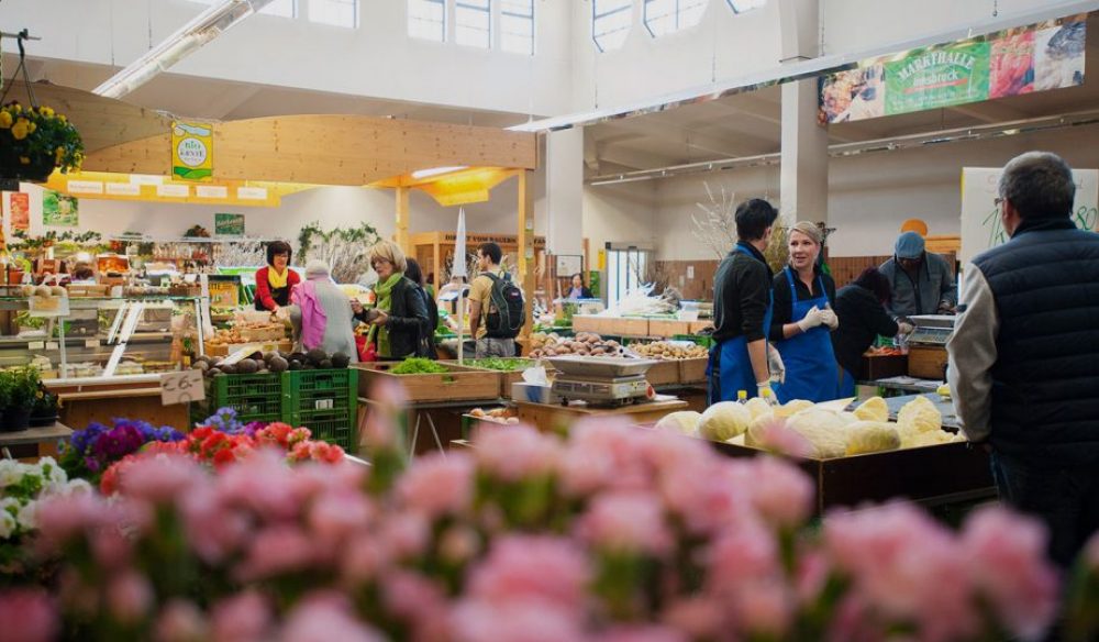 Buying food straight from the farmer at Innsbruck's Markthalle