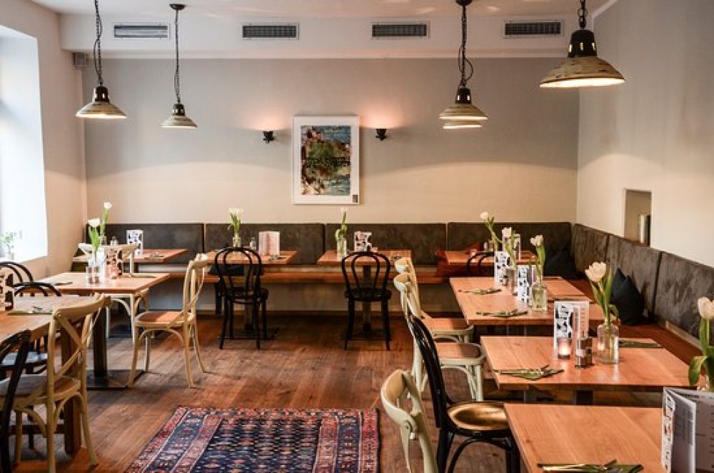 The dining room at Olive, a vegetarian restaurant in Innsbruck