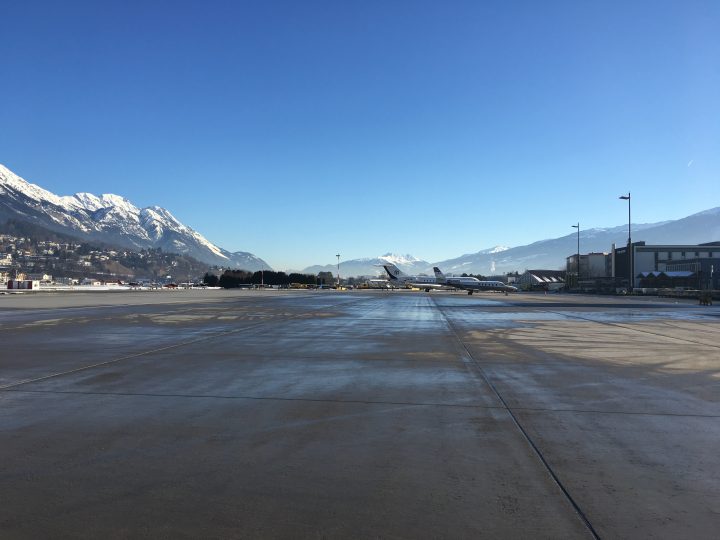 The view of the mountains from Innsbruck Airport
