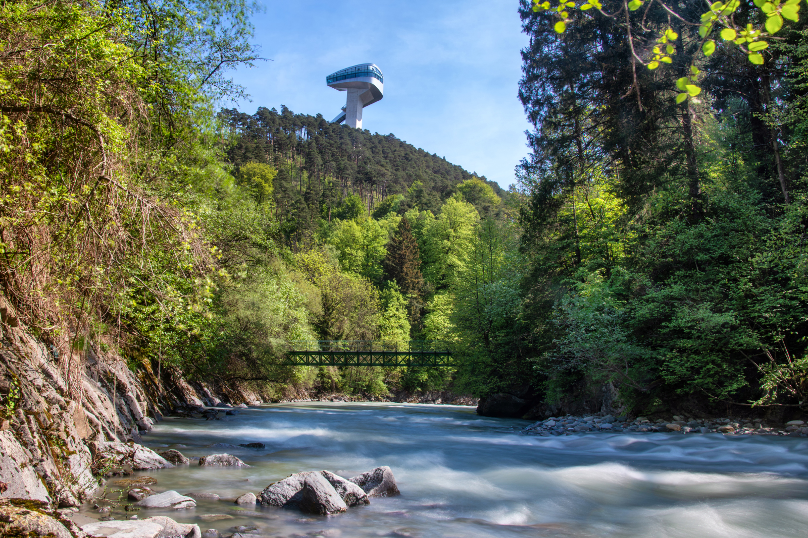 Bergiselschanze von der Sillschlucht aus