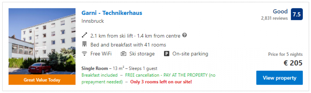 Innsbruck budget accommodation 