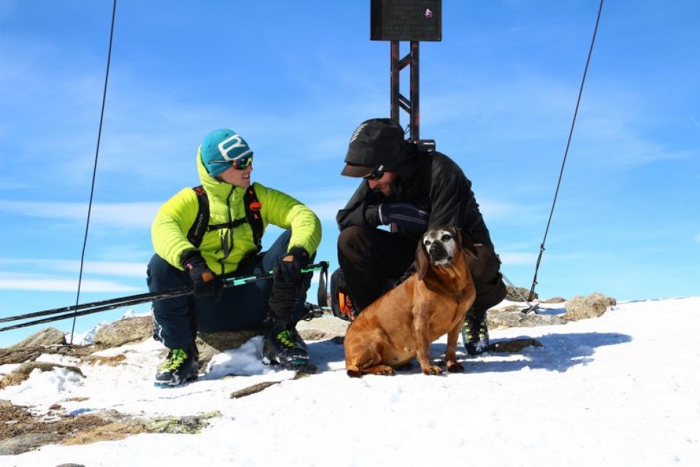 Mit Aria und Bloggerkollege Tobi vom Innsbruck-Blog auf der Lampsenspitze (2.875 m). Foto: privat