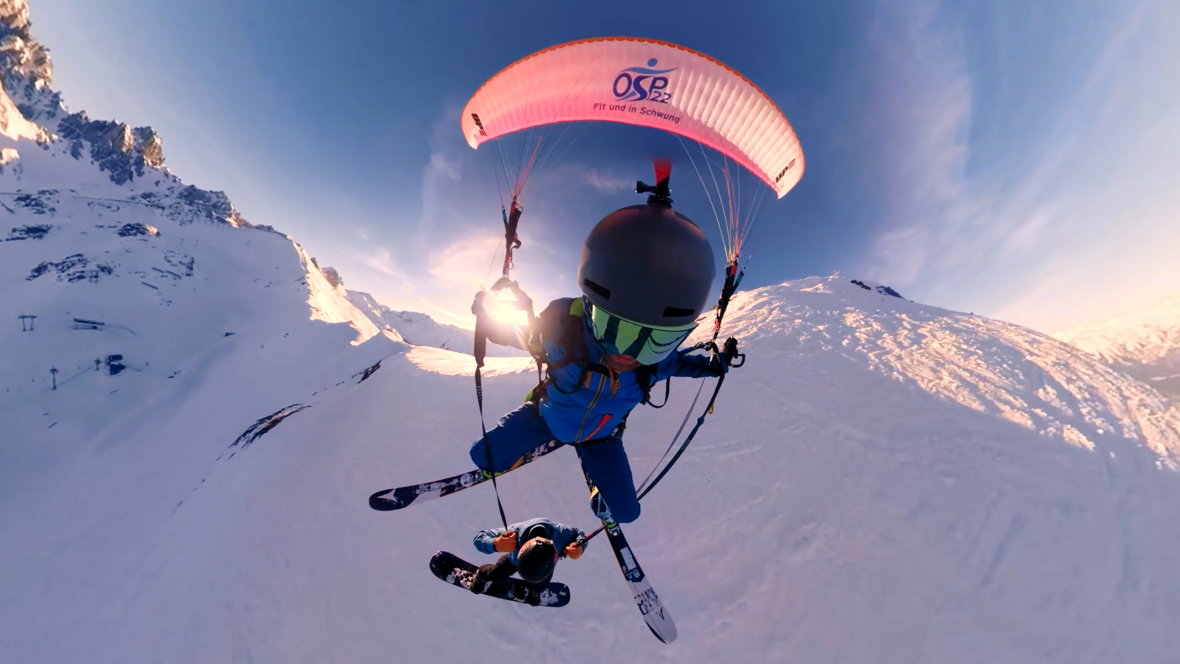 flying, snowboarding