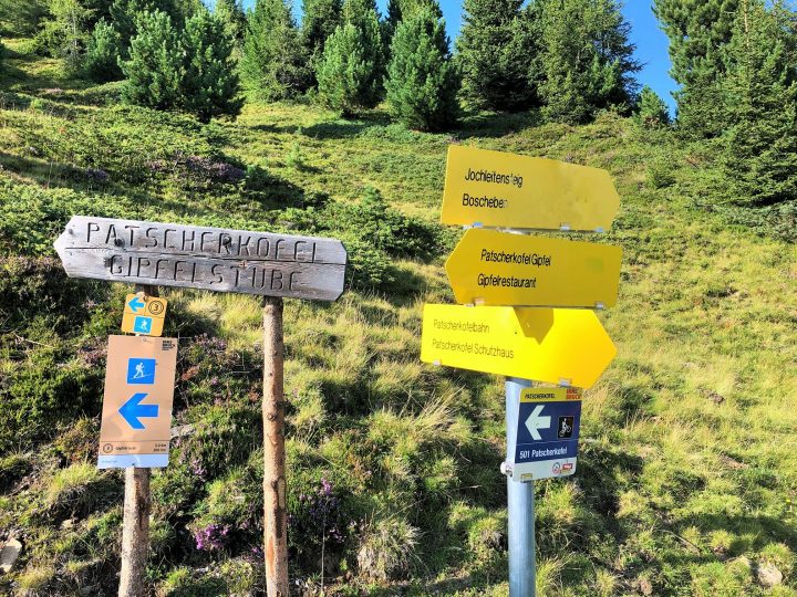 Da, wo im Winter die Skitourengeher entlangschlurfen, biegen auch wir Richtung Gipfel ein.