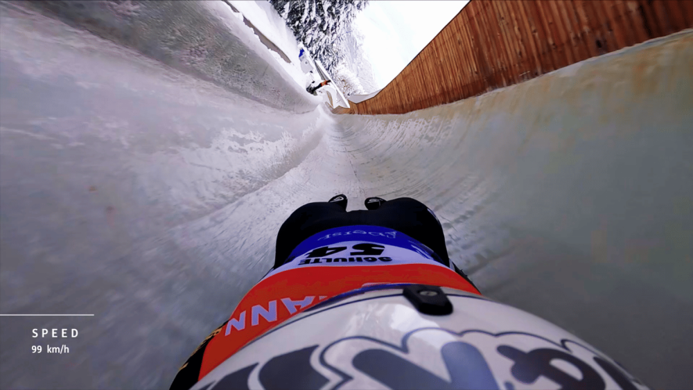 Lisa Schulte sending it down the ice canal