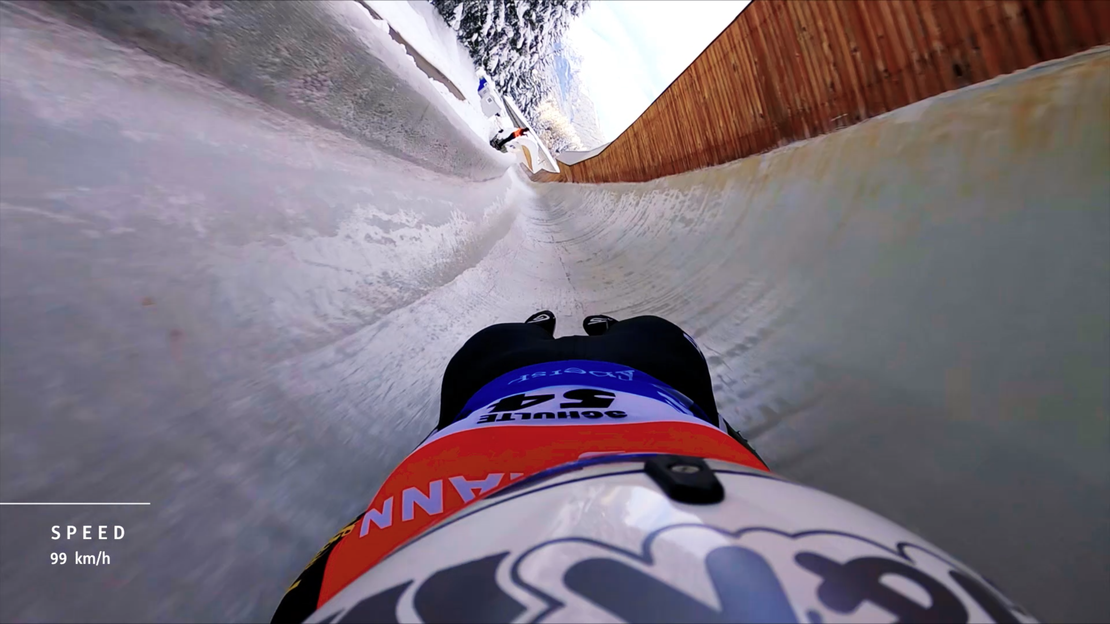 Lisa Schulte sending it down the ice canal