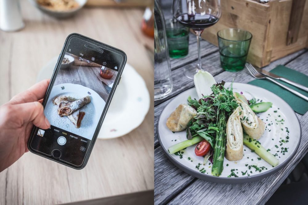 Links: homemade Marillenpalataschinken, rechts: Umbrüggler Alm Schüttelbrotpalatschinken