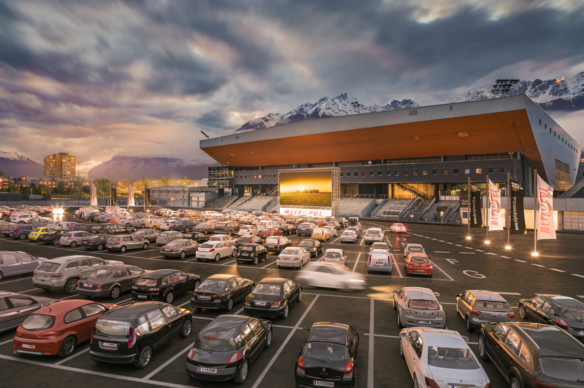 Neu im Sommer 2020: das Autokino beim Olympiastadium. Foto: ©Rococoon/Hannes Mackowitz