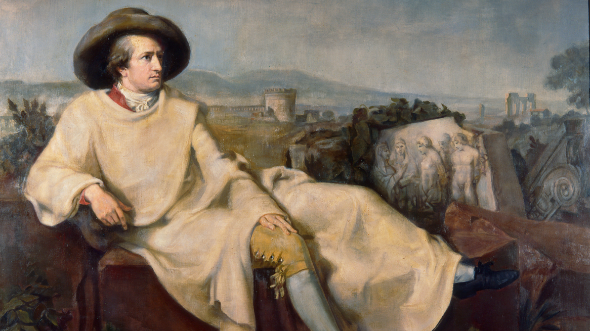 Ritratto di „Goethe in der Campagna“ - copia di Reinhold Ewald dall’originale di Johann Heinrich Wilhelm Tischbein, © Klassik Stiftung Weimar, Museen