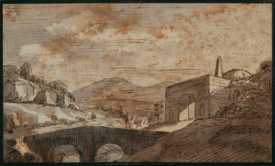 „Paesaggio italiano“ di Johann Wolfgang von Goethe, © Salzburg Museum, nella mostra ‚Goethes italienische Reise‘ al Ferdinandeum di Innsbruck.