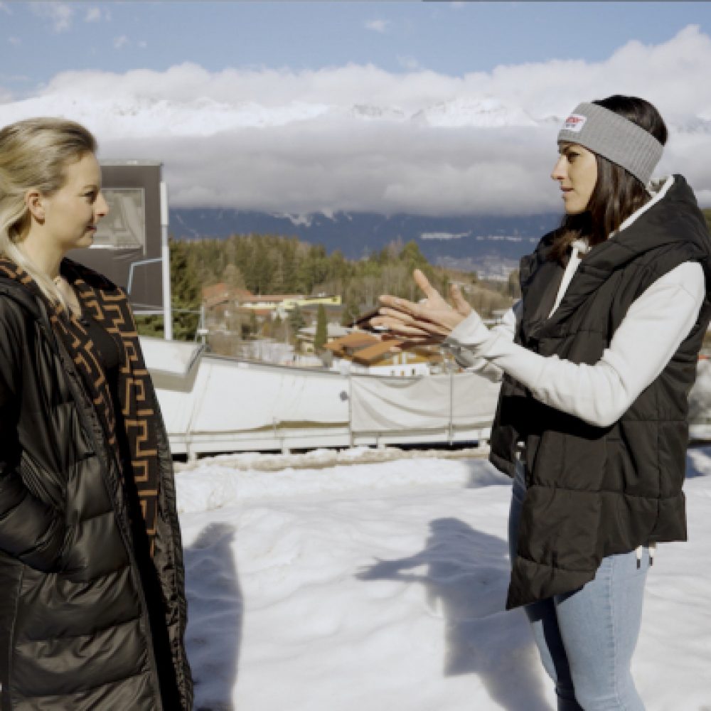 Janine Flock for Innsbruck Podcast at Igls Bobsled Track
