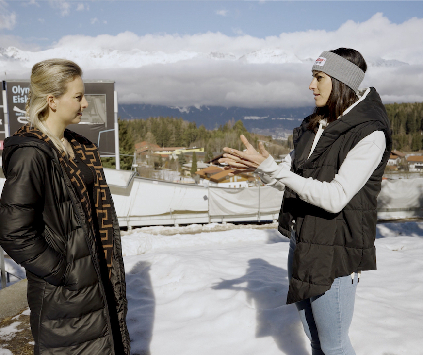 Janine Flock for Innsbruck Podcast at Igls Bobsled Track
