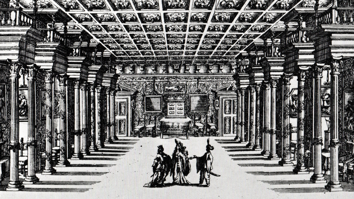 Bühnenbild Oper L'Argia, Kupferstich, 1655