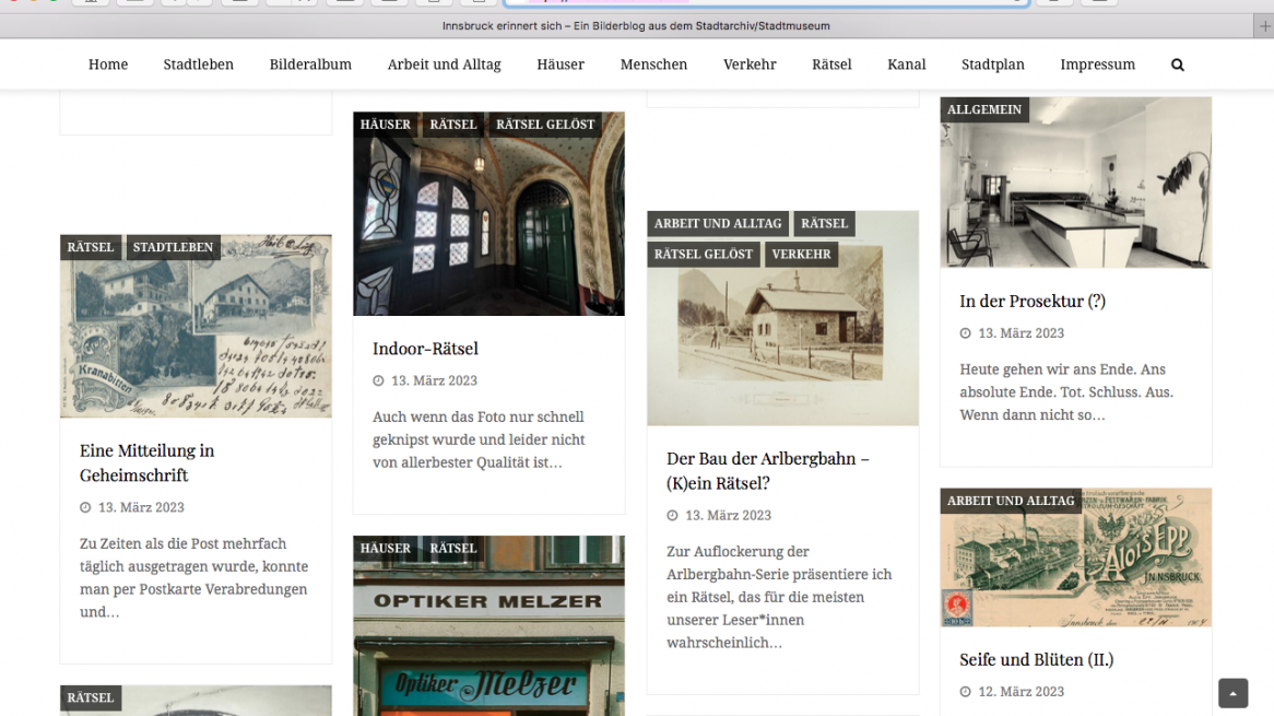 Il sito www.innsbruck-erinnert.at pubblica ogni giono quattro nuove contenuti - foto o documenti vari - provenienti dall’archivio della città, Foto © Laura Manfredi