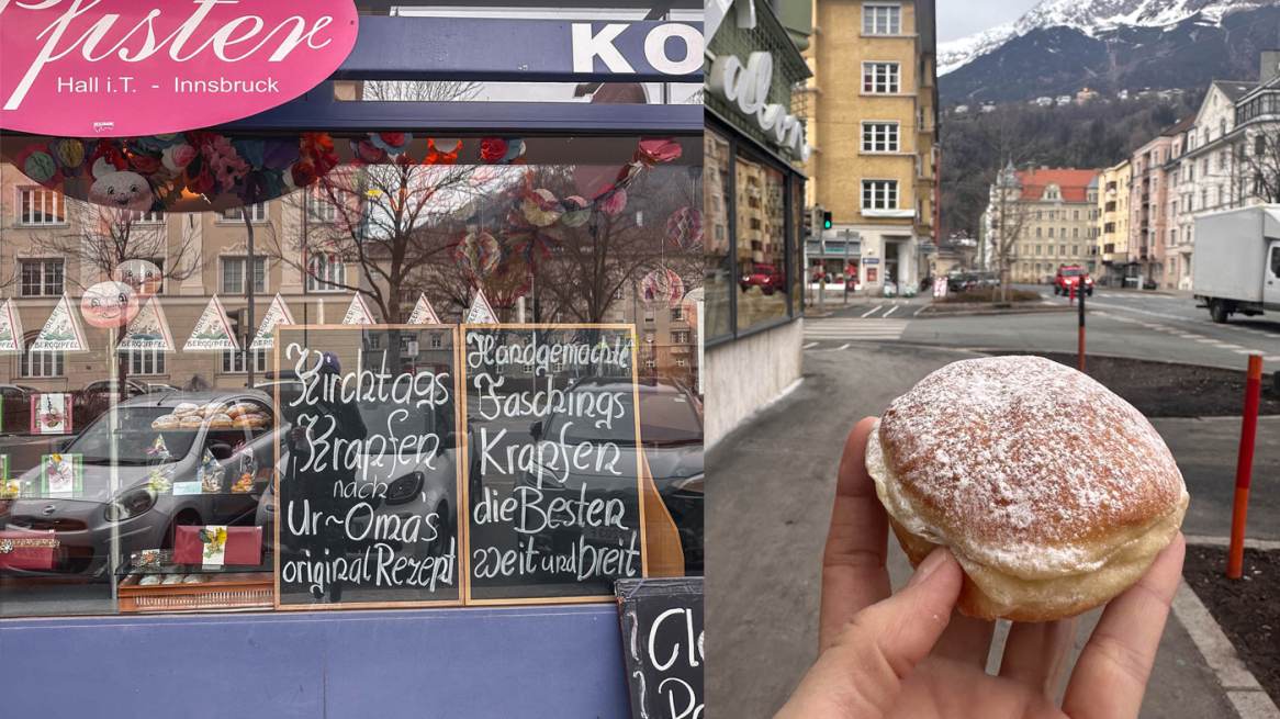 Beim Pfisterer in Saggen gibts Retro Vibes & frische Krapfen. © Lea Hajner