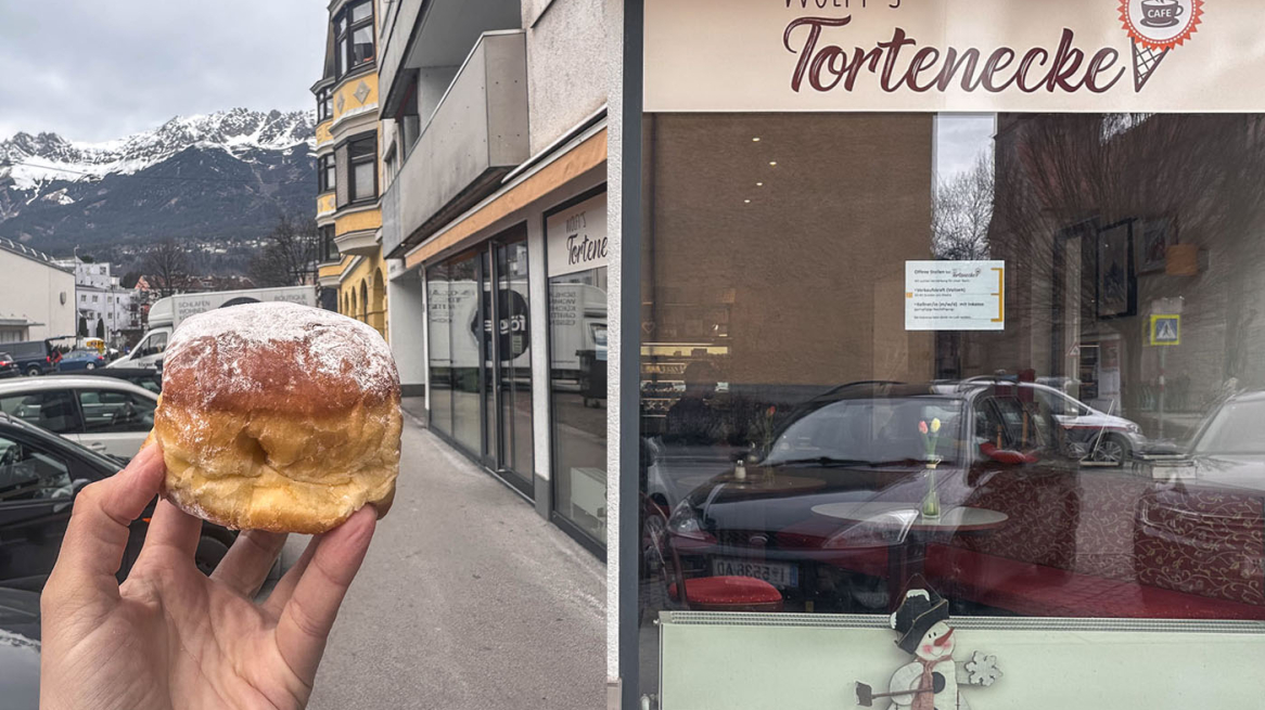 In Wolfi's Tortenecke bekommt man die Krapfen aus der Bäckerei Waldhart. © Lea Hajner