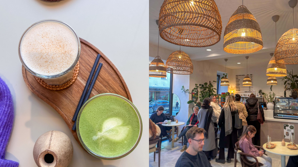 Chai latte und Matcha latte im Midori Teehaus.